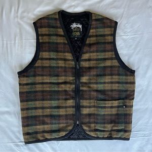 Stüssy Wool Quilted Vest Check Pattern Size M